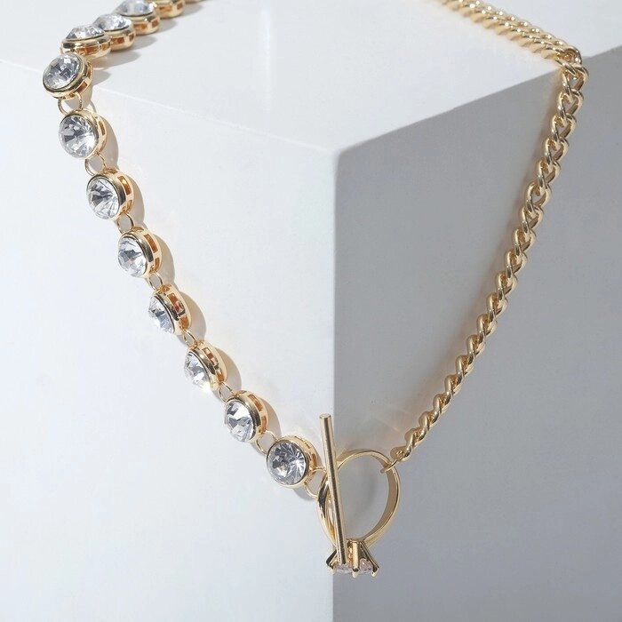 Колье «Цепь» нить из кристаллов, цвет белый в золоте, 45 см от компании Интернет - магазин Flap - фото 1