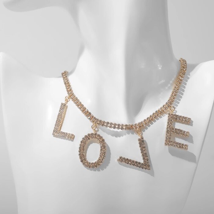 Колье LOVE, цвет белый в золоте, 30 см от компании Интернет - магазин Flap - фото 1