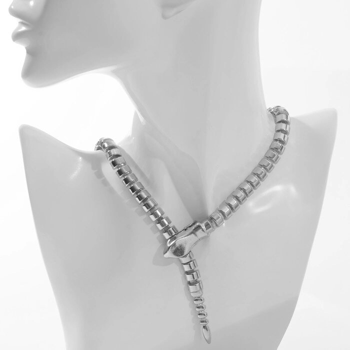 Колье металл «Змея» застёжка-прищепка, цвет серебро, 48 см от компании Интернет - магазин Flap - фото 1