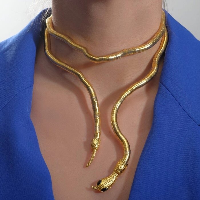 Колье-трансформер «Змея», цвет чернёное золото, 90 см от компании Интернет - магазин Flap - фото 1
