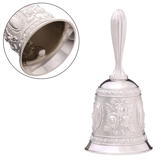 Колокольчик металлический с гравюрой, 11.3 х 5.4 см, серебро от компании Интернет - магазин Flap - фото 1