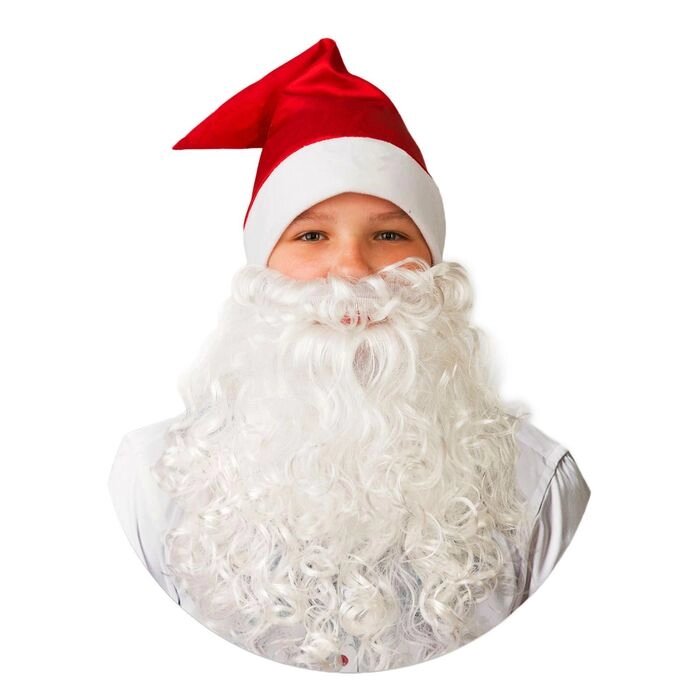 Колпак новогодний с бородой, цвет красный, сатин от компании Интернет - магазин Flap - фото 1