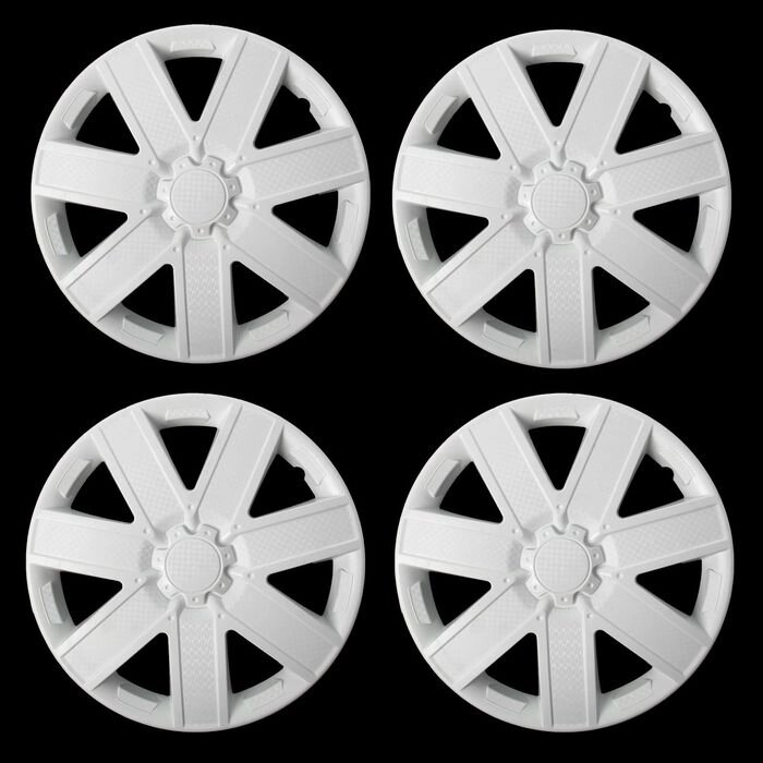 Колпаки колесные R13 "ГАЛАКСИ", белый глянец карбон, набор 4 шт. от компании Интернет - магазин Flap - фото 1
