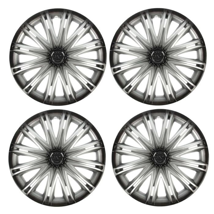 Колпаки колесные R13 "СКАЙ", серебристо-черный, набор 4 шт. от компании Интернет - магазин Flap - фото 1