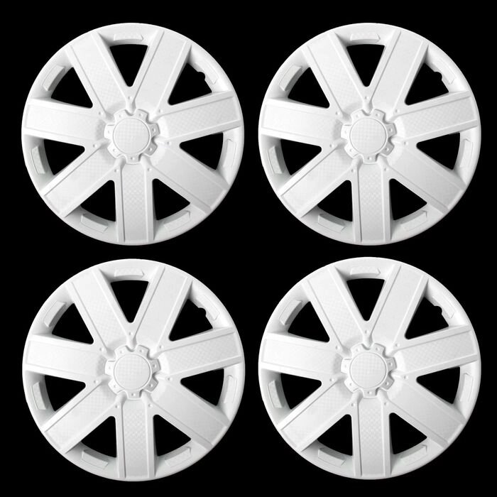 Колпаки колесные R14 "ГАЛАКСИ", белый глянец карбон, набор 4 шт от компании Интернет - магазин Flap - фото 1