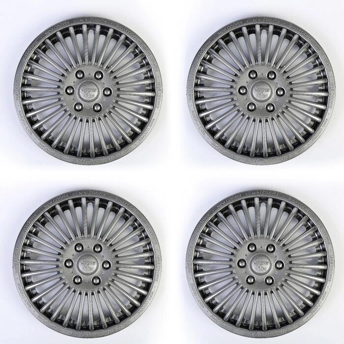 Колпаки колесные R14 "МИНИ-КУПЕР", серебристый, набор 4 шт от компании Интернет - магазин Flap - фото 1