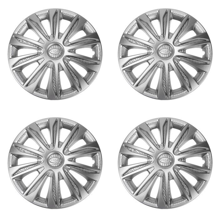 Колпаки колесные R14 "PROFI", серебристый карбон, комплект 4 шт от компании Интернет - магазин Flap - фото 1