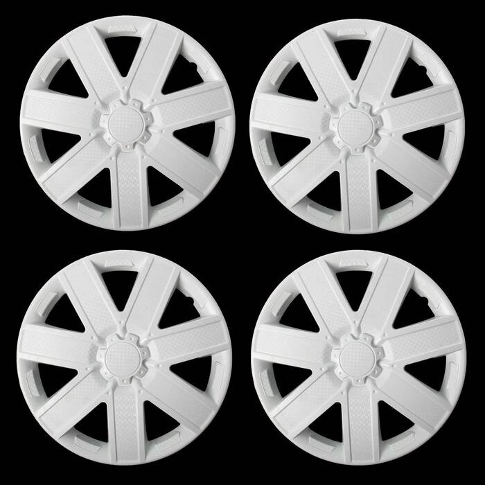 Колпаки колесные R15 "ГАЛАКСИ", белый глянец карбон, набор 4 шт. от компании Интернет - магазин Flap - фото 1
