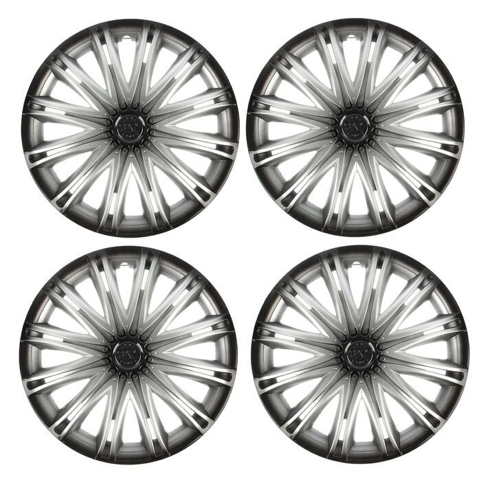 Колпаки колесные R15 "СКАЙ", серебристо-черный, набор 4 шт. от компании Интернет - магазин Flap - фото 1