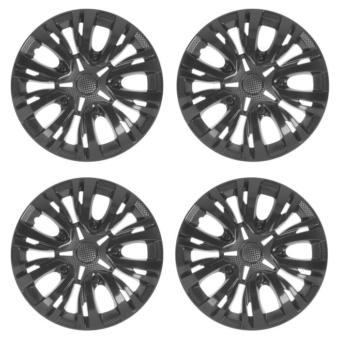 Колпаки колесные R16 "ЛИОН",  черный глянец, набор 4 шт от компании Интернет - магазин Flap - фото 1