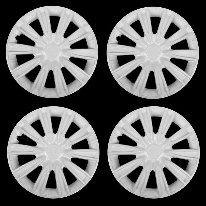 Колпаки колесные R16 "ТОРНАДО", белый глянец карбон, набор 4 шт от компании Интернет - магазин Flap - фото 1