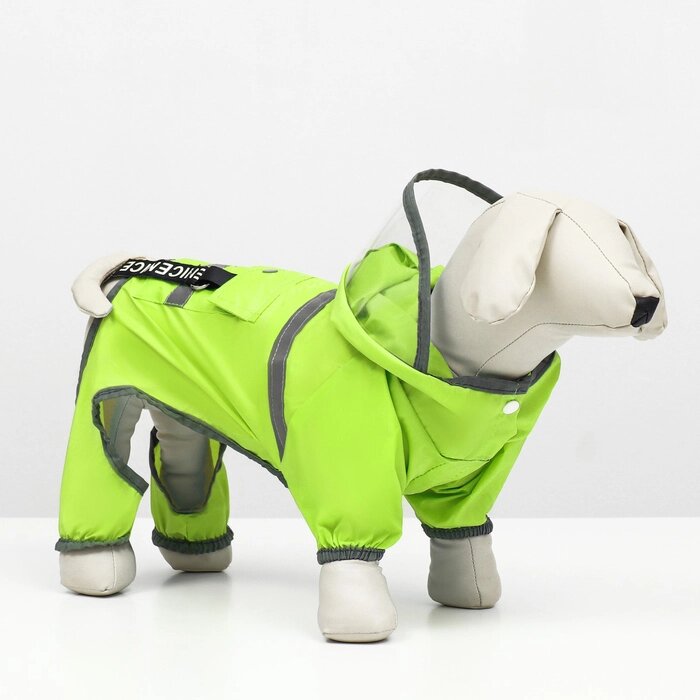 Комбинезон для собак, демисезонный с козырьком, размер М (ДС 32, Ог 45, ОШ 35 см), зелёный от компании Интернет - магазин Flap - фото 1