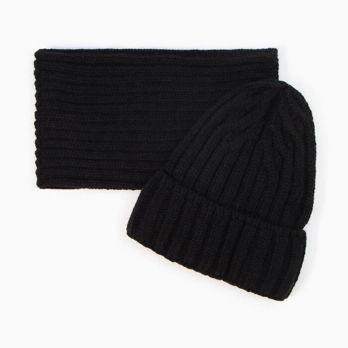 Комплект детский (шапка, снуд), А. 5323, цвет черный, размер 54-56 от компании Интернет - магазин Flap - фото 1