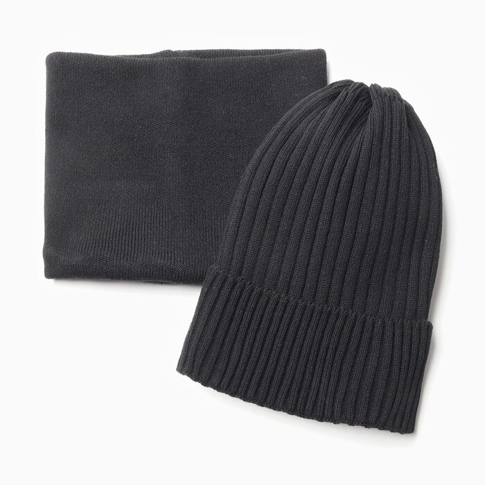 Комплект детский (шапка, снуд), цвет черный, размер 52-56 от компании Интернет - магазин Flap - фото 1