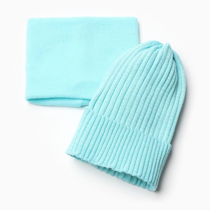 Комплект детский (шапка, снуд), цвет мятный, размер 48-52 от компании Интернет - магазин Flap - фото 1