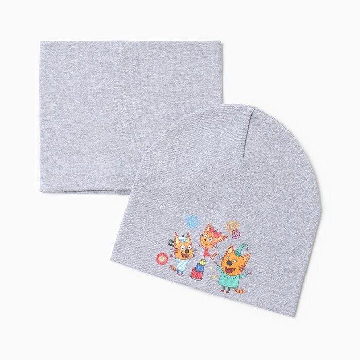 Комплект детский (шапка, снуд), цвет серый меланж/Семейка, размер 50-52 от компании Интернет - магазин Flap - фото 1