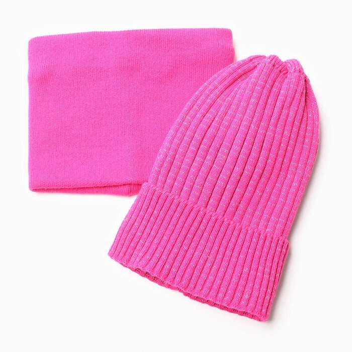 Комплект для девочки (шапка, снуд), цвет малиновый, размер 48-52 от компании Интернет - магазин Flap - фото 1