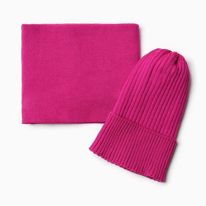 Комплект для девочки (снуд и шапка), цвет малина, размер 48-52 от компании Интернет - магазин Flap - фото 1