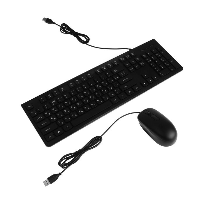Комплект клавиатура и мышь Slim ME210, проводной, мембранный, USB, черный от компании Интернет - магазин Flap - фото 1