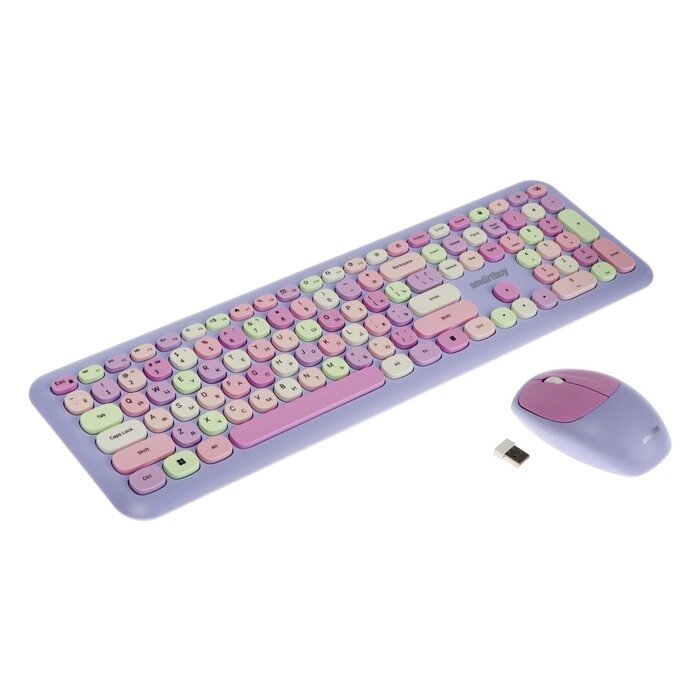 Комплект клавиатура и мышь Smartbuy SBC-666395AG-V, беспровод, мембран,1000 dpi, USB, фиолетовый от компании Интернет - магазин Flap - фото 1