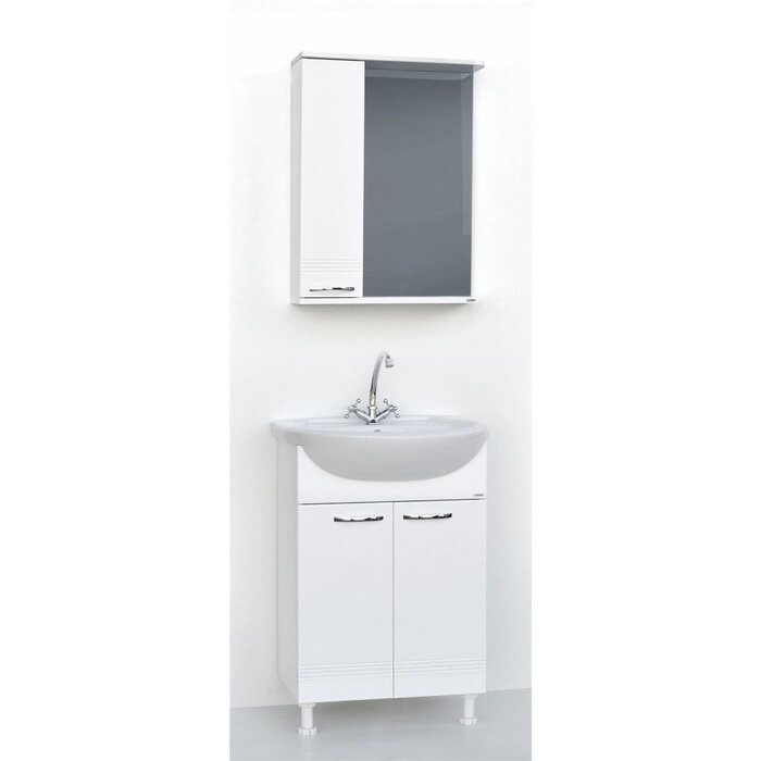 Комплект мебели для ванной комнаты "Гармония 55": тумба с раковиной + зеркало-шкаф от компании Интернет - магазин Flap - фото 1