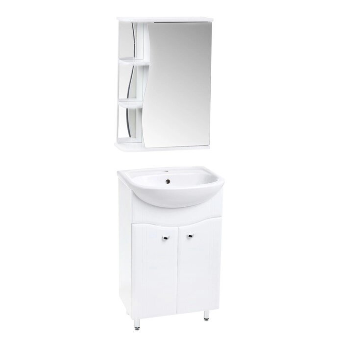 Комплект мебели: для ванной комнаты "Тура 50": тумба + раковина + зеркало-шкаф от компании Интернет - магазин Flap - фото 1