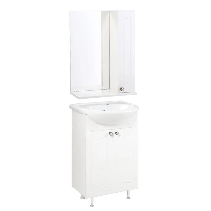 Комплект мебели для ванной: "Викотория 55" правый: Тумба + раковина "Стиль 55"+ зеркало-шкаф от компании Интернет - магазин Flap - фото 1