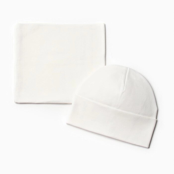 Комплект (шапка, снуд) для девочки, цвет молочный, размер 52-54 от компании Интернет - магазин Flap - фото 1