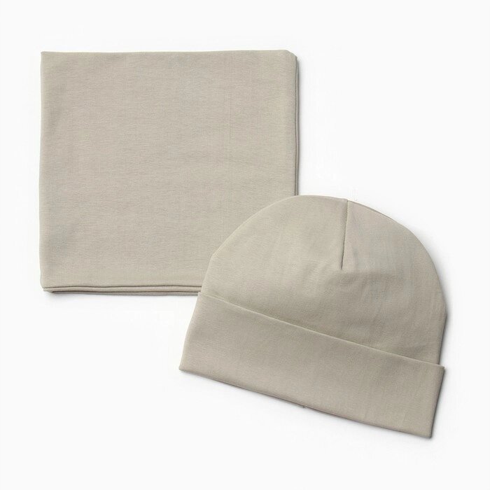 Комплект (шапка, снуд) для девочки, цвет оливковый, размер 52-54 от компании Интернет - магазин Flap - фото 1