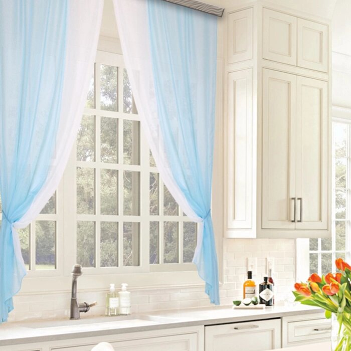 Комплект штор для кухни Witerra Лидия 250х160см, голубой, пэ100% от компании Интернет - магазин Flap - фото 1