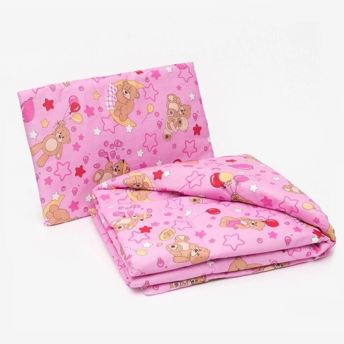 Комплект в кроватку для девочки одеяло (110*140см) с подушкой (40*60см) бязь, синтепон, МИКС от компании Интернет - магазин Flap - фото 1
