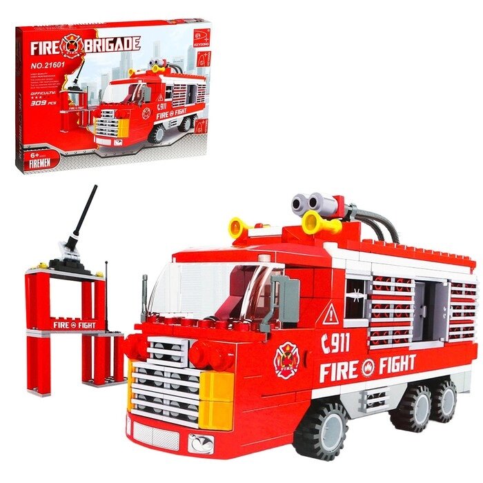 Конструктор Пожарная бригада «Машина», 309 деталей от компании Интернет - магазин Flap - фото 1