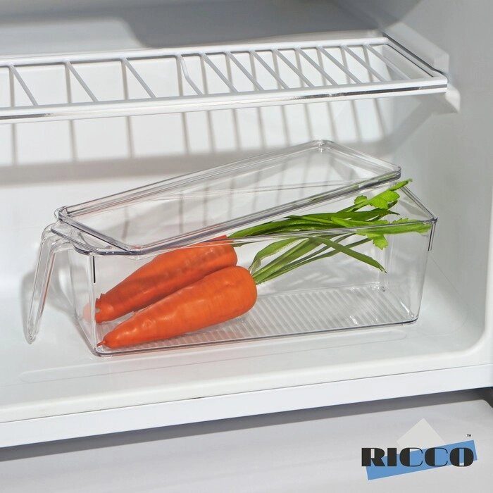 Контейнер для холодильника с крышкой и ручкой RICCO, 321010 см от компании Интернет - магазин Flap - фото 1