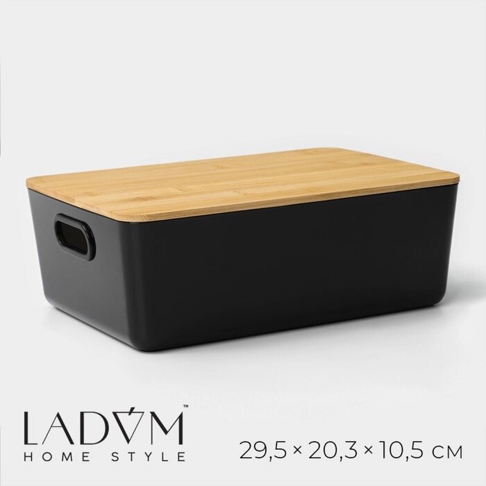 Контейнер для хранения с крышкой LaDоm «Лаконичность», 29,520,310,5 см, цвет чёрный от компании Интернет - магазин Flap - фото 1