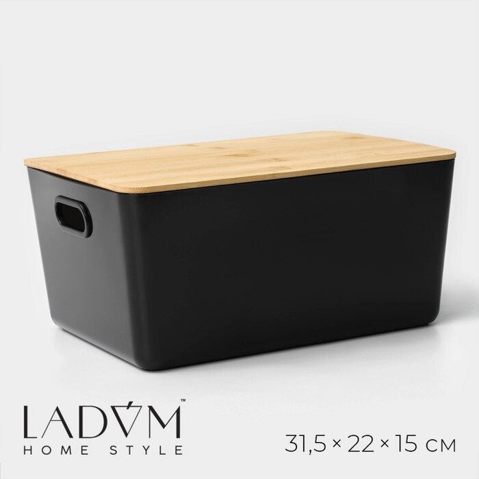 Контейнер для хранения с крышкой LaDоm «Лаконичность», 31,52215 см, цвет чёрный от компании Интернет - магазин Flap - фото 1