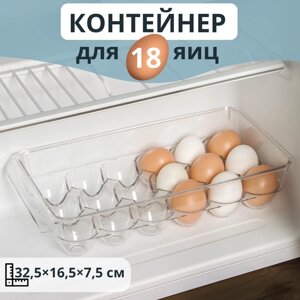 Контейнер для хранения яиц с крышкой RICCO, 18 ячеек, 32,516,57,5 см