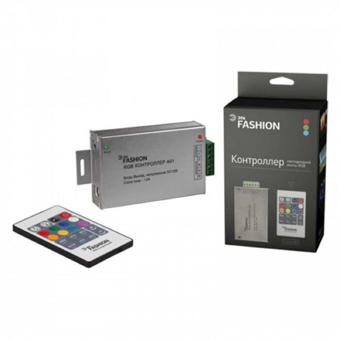 Контроллер ЭРА, для RGB ленты, 12 В, 200 Вт, 24 А, IP20, пульт ДУ от компании Интернет - магазин Flap - фото 1