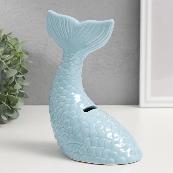 Копилка керамика "Хвост русалки" голубой перламутр 16х9х18,8 см от компании Интернет - магазин Flap - фото 1