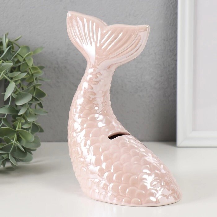 Копилка керамика "Хвост русалки" розовый перламутр 16х9х18,8 см от компании Интернет - магазин Flap - фото 1