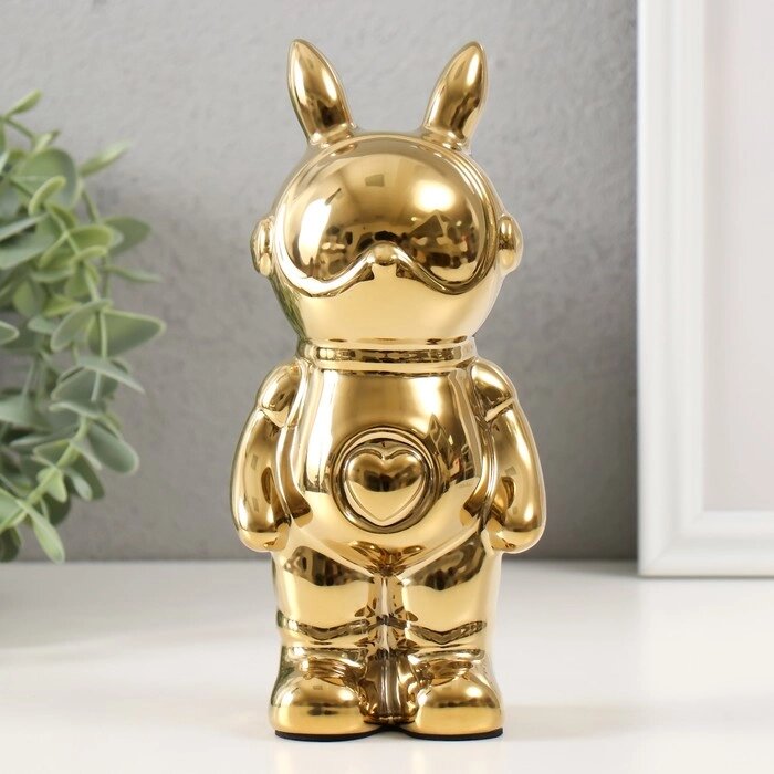 Копилка керамика "Кролик" золото 6х8,5х18 см от компании Интернет - магазин Flap - фото 1