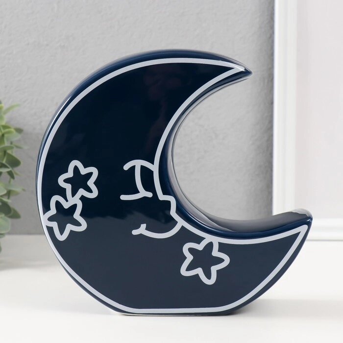 Копилка керамика "Месяц со звёздами" синий 20х5,5х19,8 см от компании Интернет - магазин Flap - фото 1