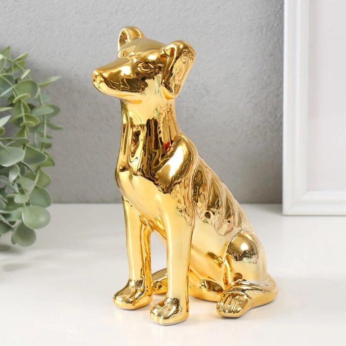 Копилка керамика "Пёсик золотой" 11,5х9,5х20,5 см от компании Интернет - магазин Flap - фото 1