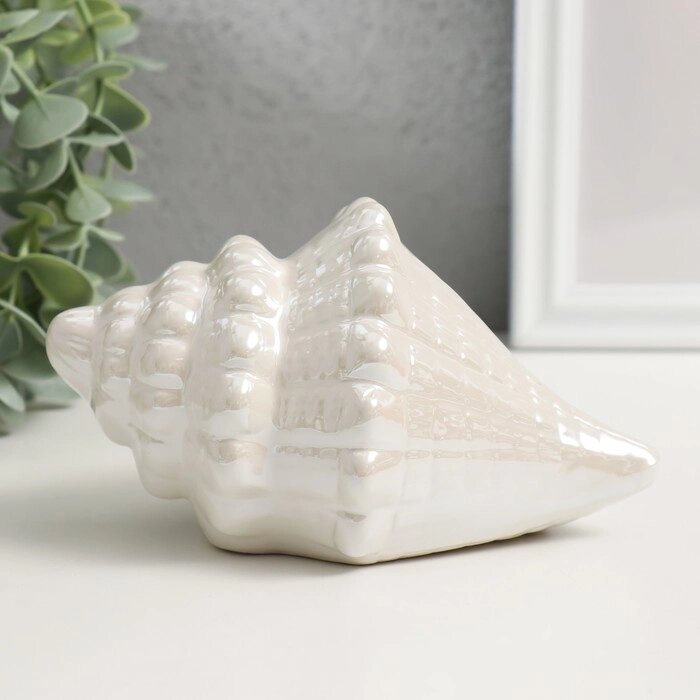 Копилка керамика "Ракушка" белый перламутр 15х11х9,5 см от компании Интернет - магазин Flap - фото 1