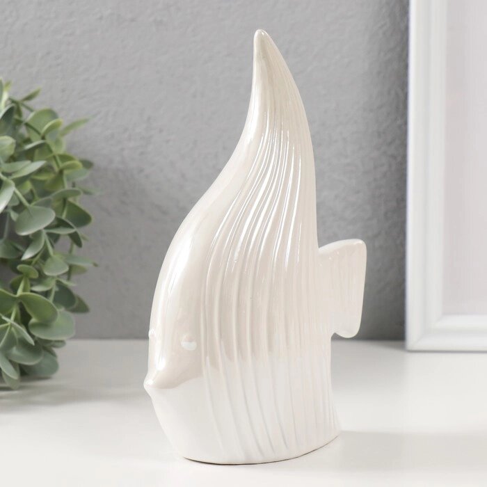 Копилка керамика "Рыбка скалярия" белый перламутр 12,5х6,3х18 см от компании Интернет - магазин Flap - фото 1