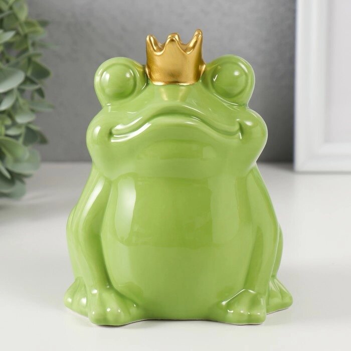Копилка керамика "Зелёная лягушка в короне" 12х10,5х15 см от компании Интернет - магазин Flap - фото 1
