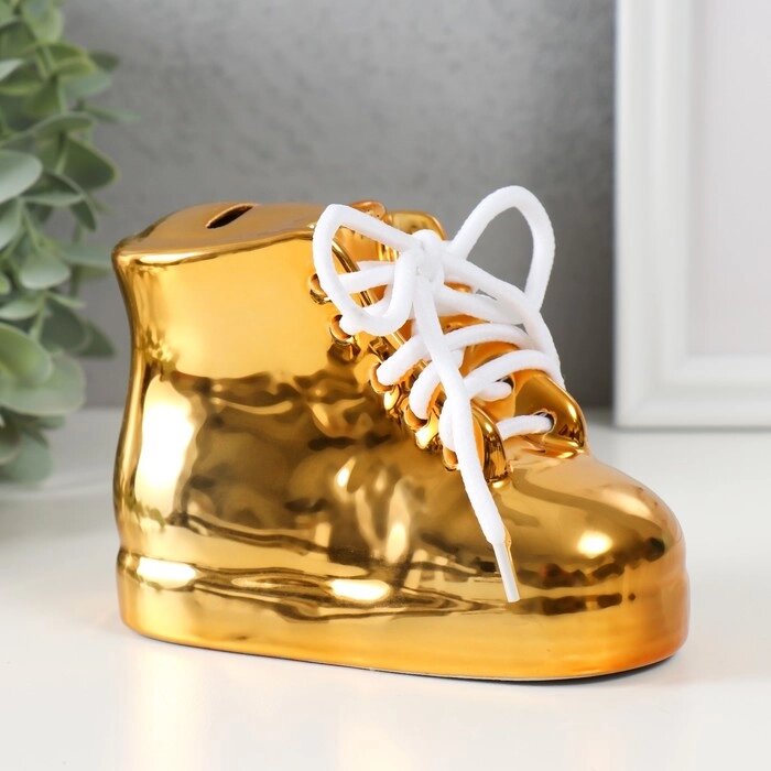 Копилка керамика "Золотой ботинок" 13х6,3х9,5 см от компании Интернет - магазин Flap - фото 1