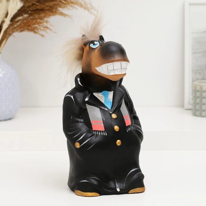 Копилка "Конь в пальто" 10х11х22см, черный от компании Интернет - магазин Flap - фото 1