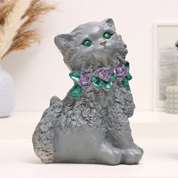 Копилка "Кошка с ожерельем" серая, 25х20х15см от компании Интернет - магазин Flap - фото 1