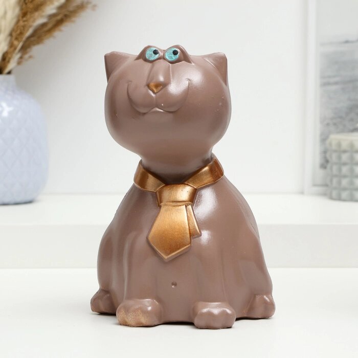 Копилка "Кот в галстуке" коричневый, 20х16х16см от компании Интернет - магазин Flap - фото 1