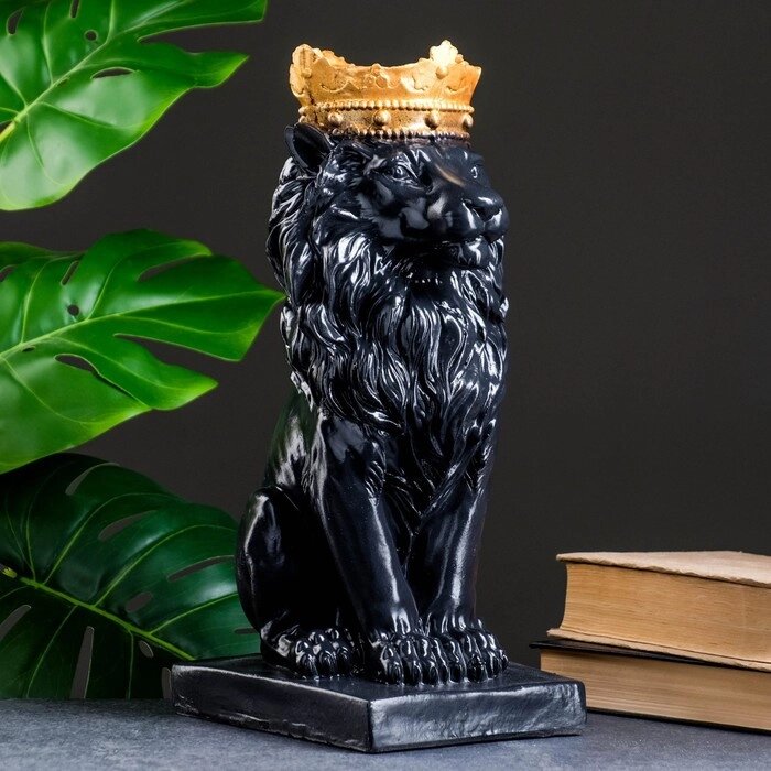 Копилка "Лев с короной" черный, с золотом, 35см от компании Интернет - магазин Flap - фото 1